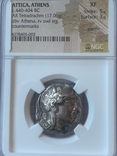 Греция, Афинская тетрадрахма 440-400 до н.э. верифицирована NGC XF, фото №4