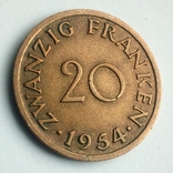 Саар 20 франков 1954 г., фото №3