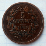 Люксембург 5 сантимов 1854 г., фото №2