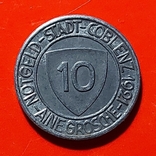 10 пфеннигов 1921 Stadt Coblenz Нотгельд. Временные деньги, фото №3
