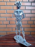 Авторская скульптура из металла. Женщина-робот с цветком, фото №5