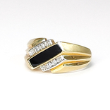 Мужское золотое (10к) кольцо с черным ониксом и бриллиантами, фото №3
