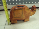 Figure piggy bank elephant leather India size 10 x 15.5 cm, photo number 3