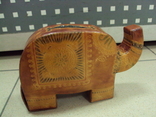 Figure piggy bank elephant leather India size 10 x 15.5 cm, photo number 2