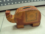 Figure piggy bank elephant leather India size 10 x 15.5 cm, photo number 7