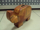 Figure piggy bank elephant leather India size 10 x 15.5 cm, photo number 8