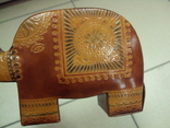 Figure piggy bank elephant leather India size 10 x 15.5 cm, photo number 10