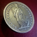 Швейцария 2 франка 1953 aUnc серебро 10 грамм 835 серебро, фото №7