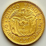 5 песо. 1929. Колумбия (золото 917, вес 7,97 г), фото №5