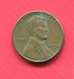 США 1 цент 1956 Пшеничный, фото №2