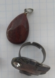 Серьги, кулон из камня и кольцо, фото №4