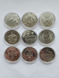 Комплект из 9 памятных монет номиналом по 10 гривен в капсулах, фото №4