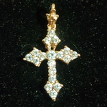 Крест православный нательный 583 пробы с натуральным бриллиантом, фото №5
