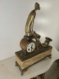 Бронзовые часы механические арт-деко на мраморной подставке "Музыкант" арт. 0547, фото №4