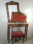 Деревянный комплект столик и зеркало с мрамором, вешалка и стульчик арт. 0918, фото №2