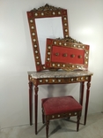 Деревянный комплект столик и зеркало с мрамором, вешалка и стульчик арт. 0918, фото №8