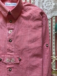 Шикарная рубашка в клетку ретро винтаж вышивка Isar Trachten размер 164 XS S, фото №5