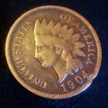 1 цент 1904 года,США."Indian Head Cent", фото №2