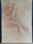 Фигура античного героя, мужской торс. Карандаш, пастель, ватман. Размер 42*30 см, фото №4