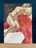 Обнаженная женская фигура. Ватман, акварель, карандаш. Размер 40*29 см, фото №3
