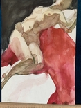 Обнаженная женская фигура. Ватман, акварель, карандаш. Размер 40*29 см, фото №4