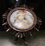 Пано декоративная тарелочка в серебряной рамке 800проба, Лимож Limoges Франция, фото №4