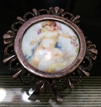 Пано декоративная тарелочка в серебряной рамке 800проба, Лимож Limoges Франция, фото №2