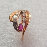 Кольцо с бриллиантами и рубином, фото №5