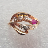 Кольцо с бриллиантами и рубином, фото №7