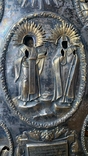 Икона с избранными святыми в серебряном кованном окладе 1836г с дарственной надписью, фото №6