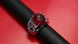 Кольцо серебряное 925 натуральный рубин, белый сапфир., photo number 8