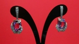  Серьги серебряные 925 натуральный пурпурный и белый сапфир., фото №8