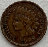 США 1 цент 1900 год, фото №2