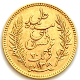 20 франков. 1892. Тунис (золото 900, вес 6,44 г), фото №3