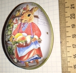 Шкатулка жестяная, пасхальное яйцо, заюшка-хозяюшка, цветы / кролик, фото №8