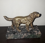 Собака лабрадор/ретривер бронза на гранитной подставке, фото №2