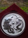 Австралия 1 доллар 2018 г. Тигр и дракон серебро 999 пробы , 1 унция подарок, фото №2