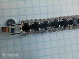 Красивий посріблений браслет з чорними церконами 11, numer zdjęcia 6