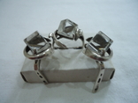 Серебренный гарнитур кольцо и серьги с крупным камнем, фото №3