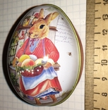 Шкатулка жестяная, пасхальное яйцо, заюшка-хозяюшка, цветы, фото №10