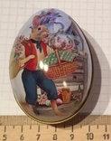 Шкатулка жестяная, пасхальное яйцо, заец, цветы / кролик, фото №5