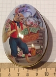 Шкатулка жестяная, пасхальное яйцо, заец, цветы / кролик, photo number 6