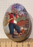 Шкатулка жестяная, пасхальное яйцо, заец, цветы / кролик, фото №7