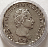 5 лир, 1830 г, Сардинское королевство, фото №2