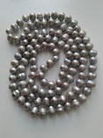 Ожерелье жемчуг серебристый природный, фото №3