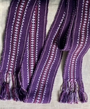Фіолетовий пояс,широка крайка, бузковий пасок, самотканий пояс до вишиванки, фото №6