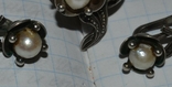 Серьги и кольцо - жемчужины, без клейма, серебро., фото №4