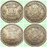 39.Марокко, дві монети номіналом 10 і 20 франків, 1371 (1952), фото №2