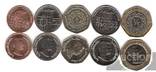 Jordan Иордания - 5 шт х набор 5 монет 1 + 5 + 10 Piastres + 1/4 + 1/2 Dinars 2009 - 2012, фото №3
