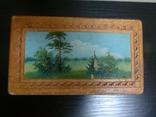 Шкатулка деревянная ручная работа с пейзажем (масло) 50-е годы Артель, фото №4